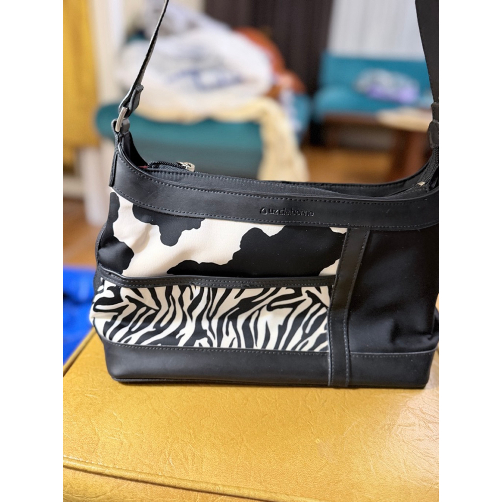 Liz Claiborne Shoulder Bag One Size Black White Animal Print